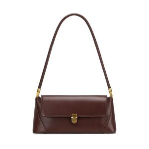 Nordstrom Brown Leather Shoulder Bag with Gold Clasp